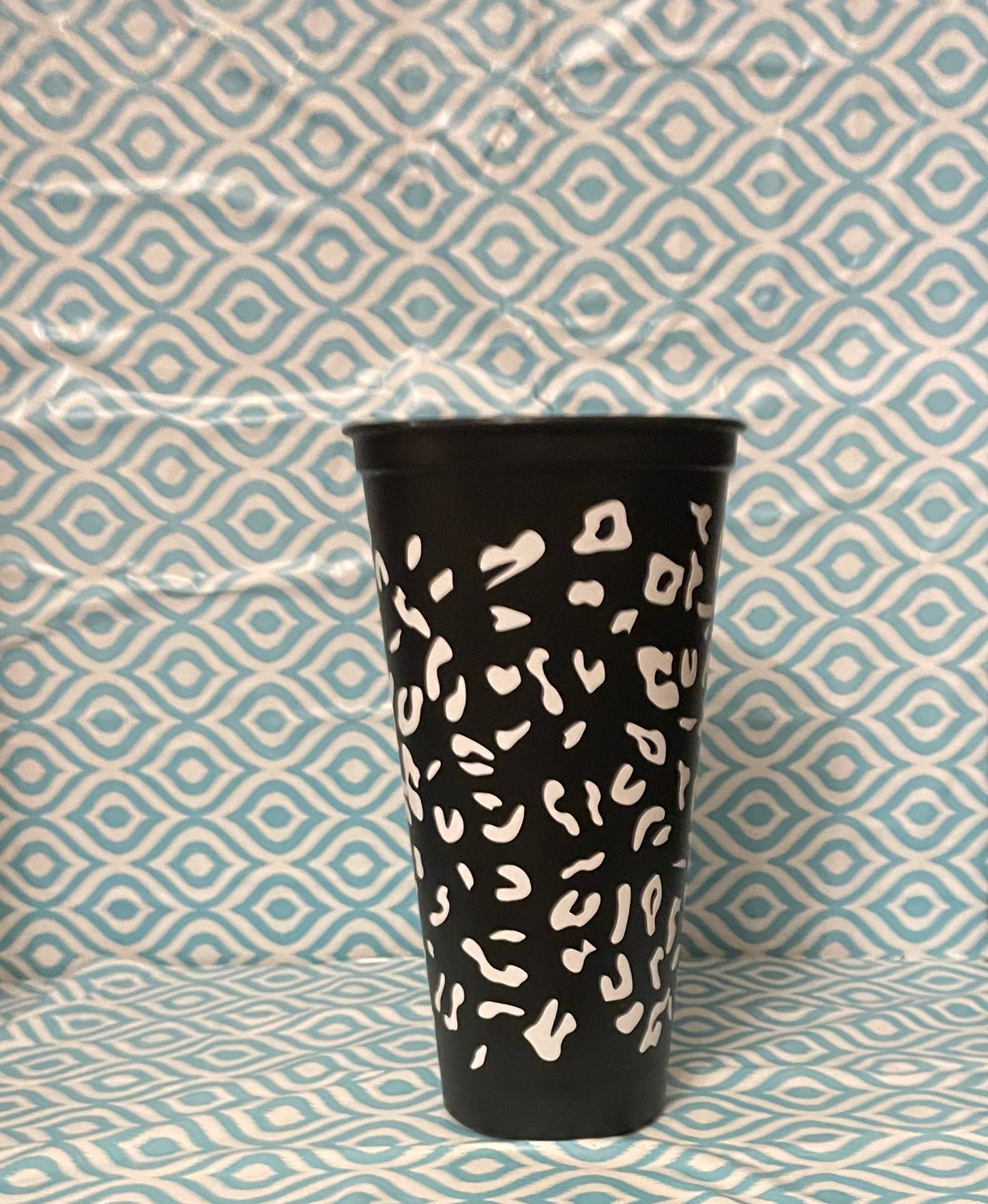 White boss bitch cheetah print cold cup black