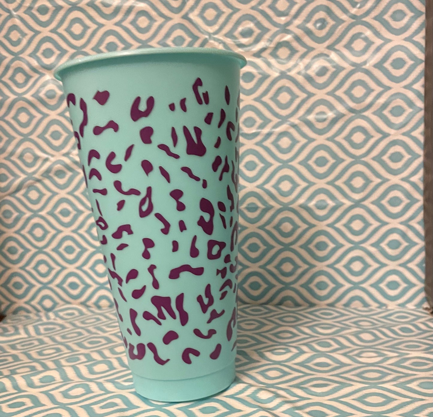 Purple chingona cheetah print cold cup mint