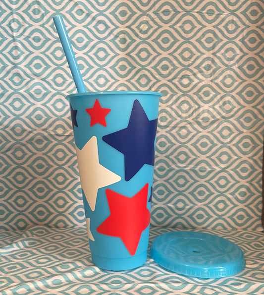 Red white blue stars cold cup