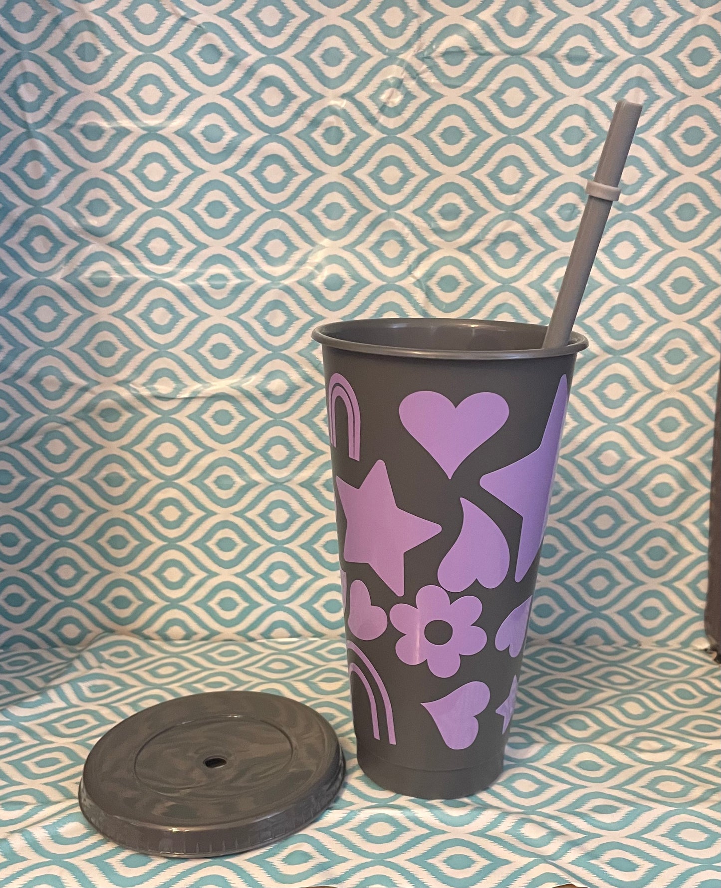 Purple shapes cold cup gray