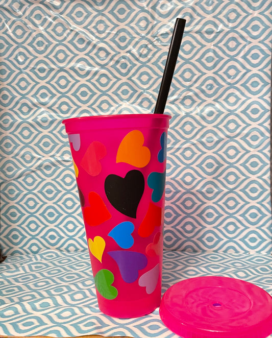 Mixed hearts cold cup pink