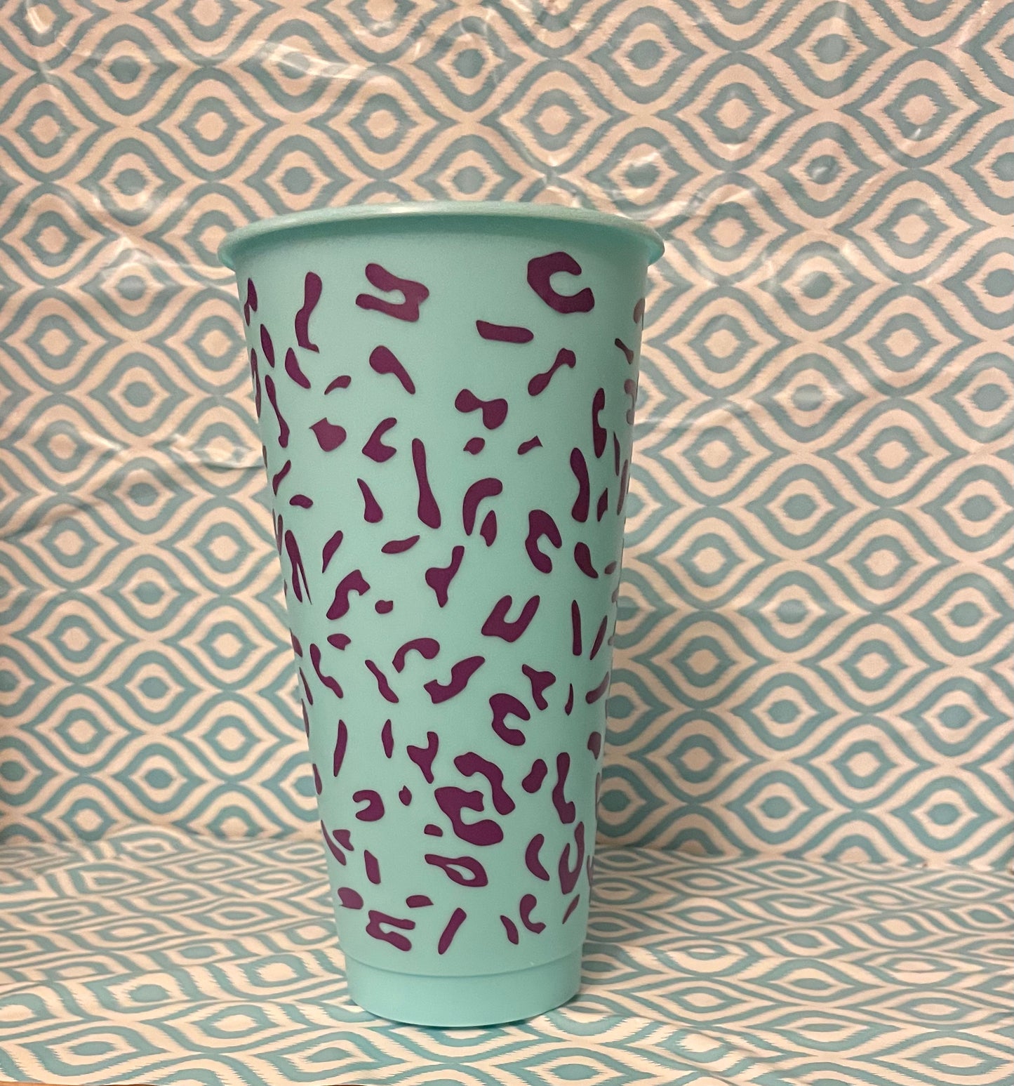 Purple chingona cheetah print cold cup mint