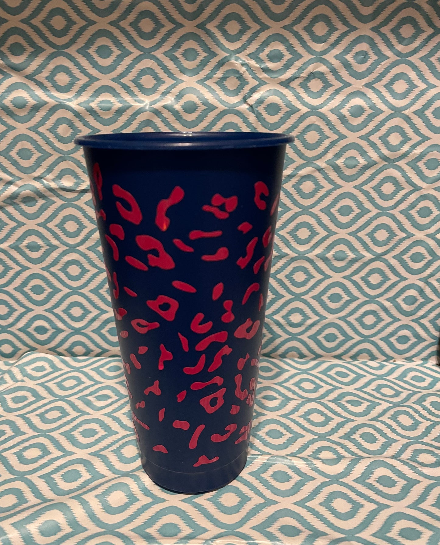 Pink chingona cheetah print cold cup navy