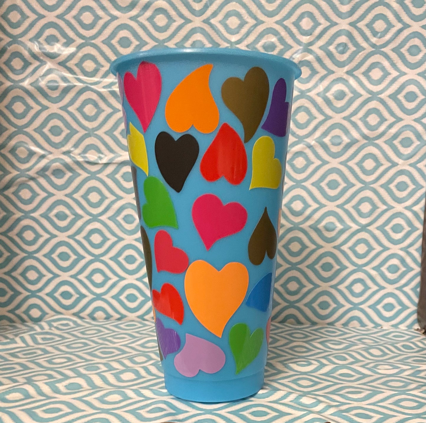 Mixed hearts cold cup blue