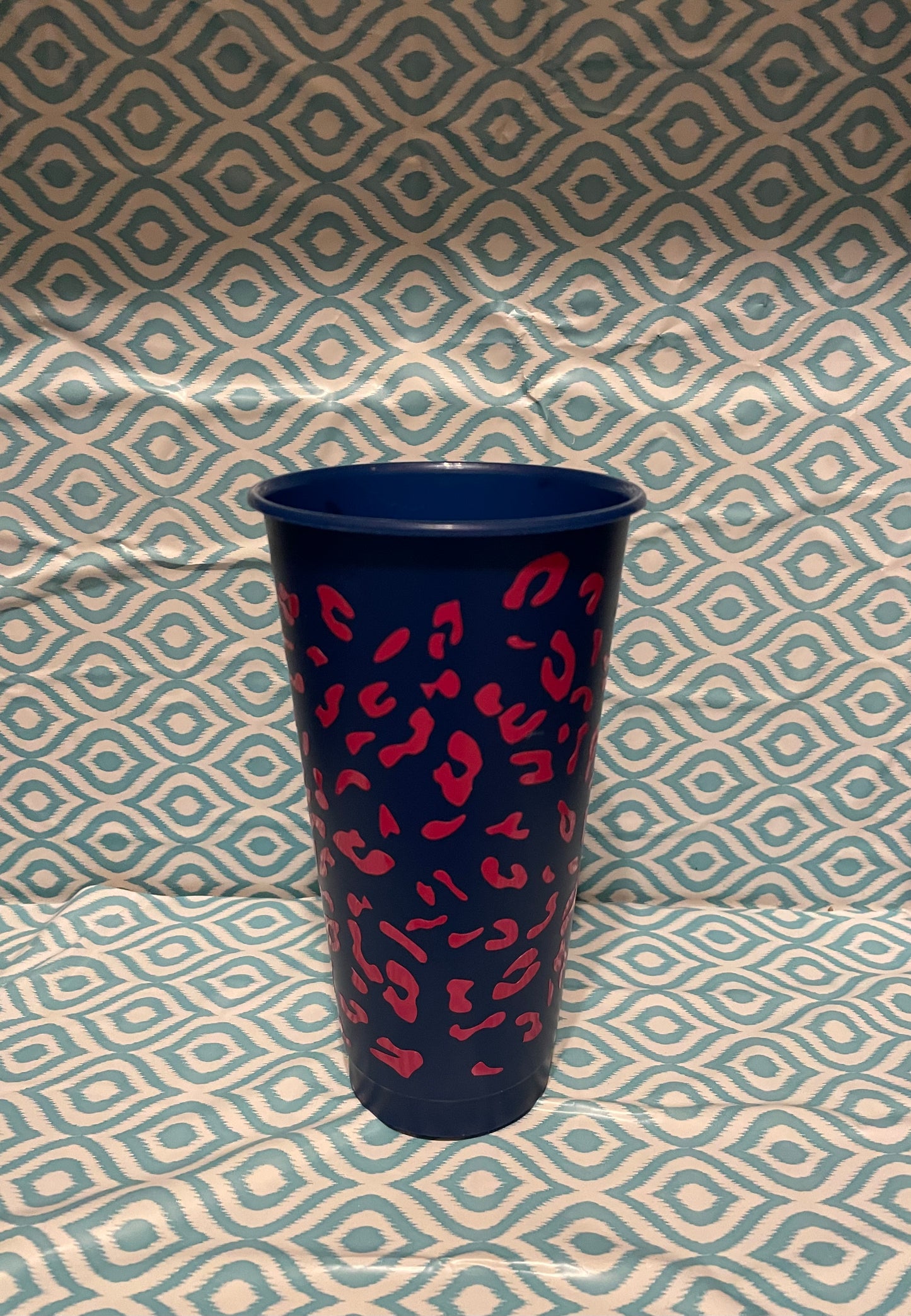 Pink chingona cheetah print cold cup navy