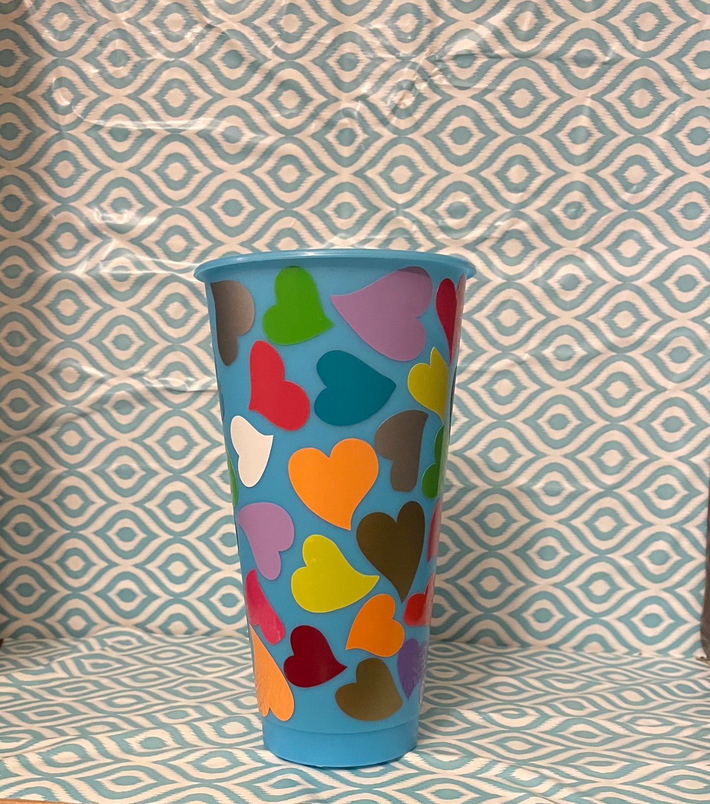 Mixed hearts cold cup blue