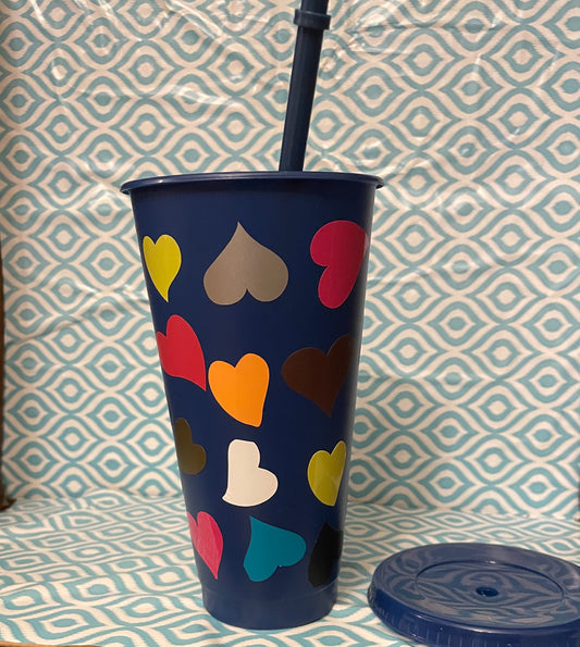 Mixed hearts cold cup navy