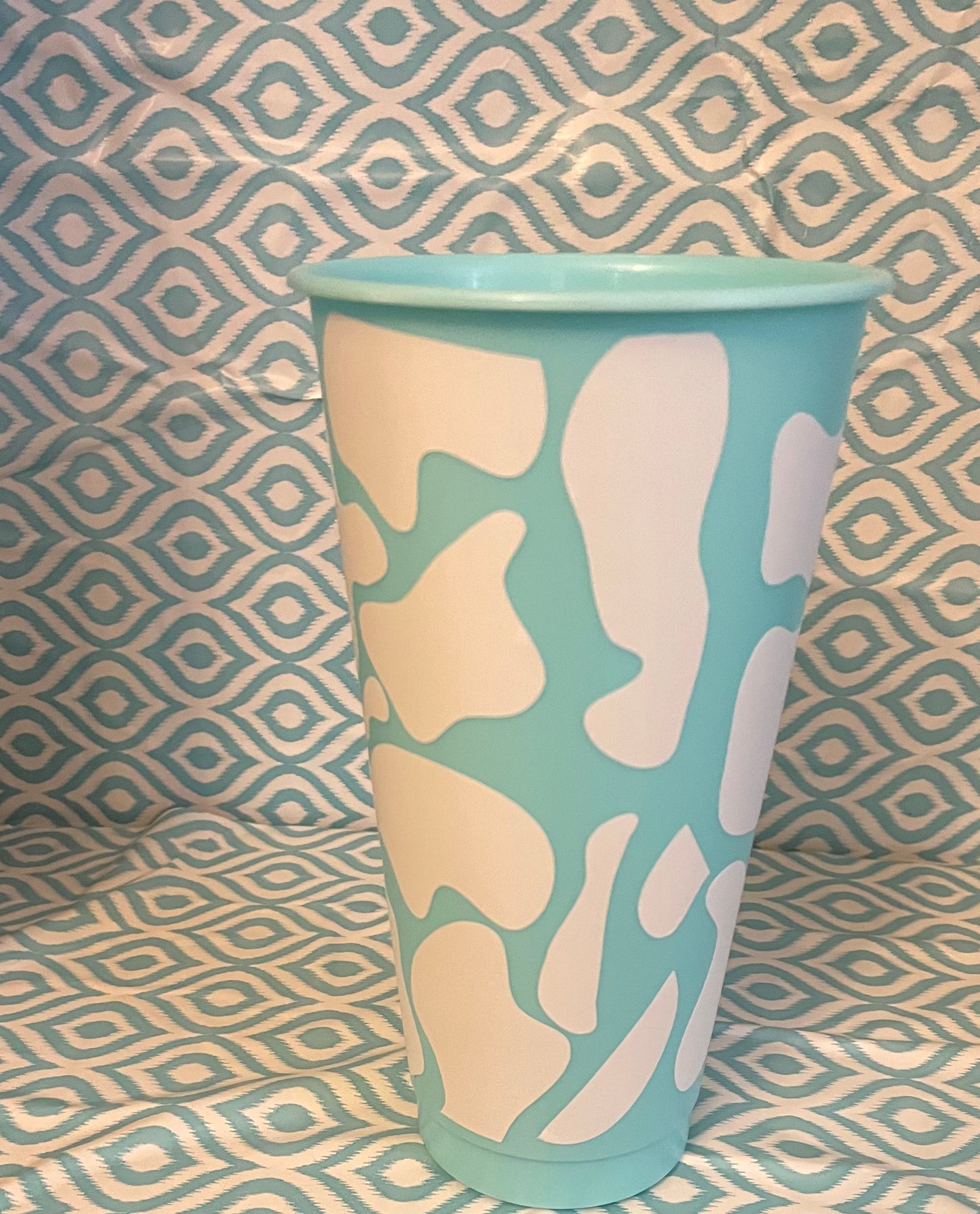 White cow print cold cup mint