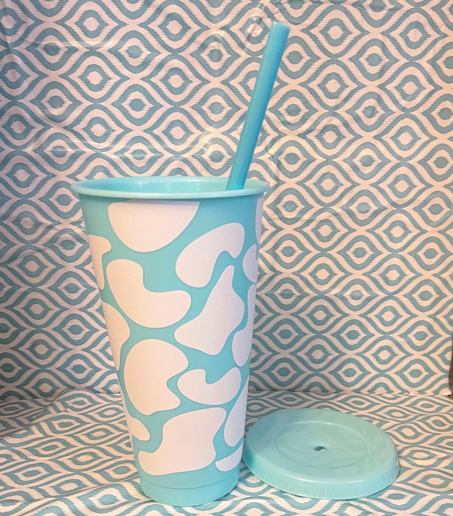 White cow print cold cup mint