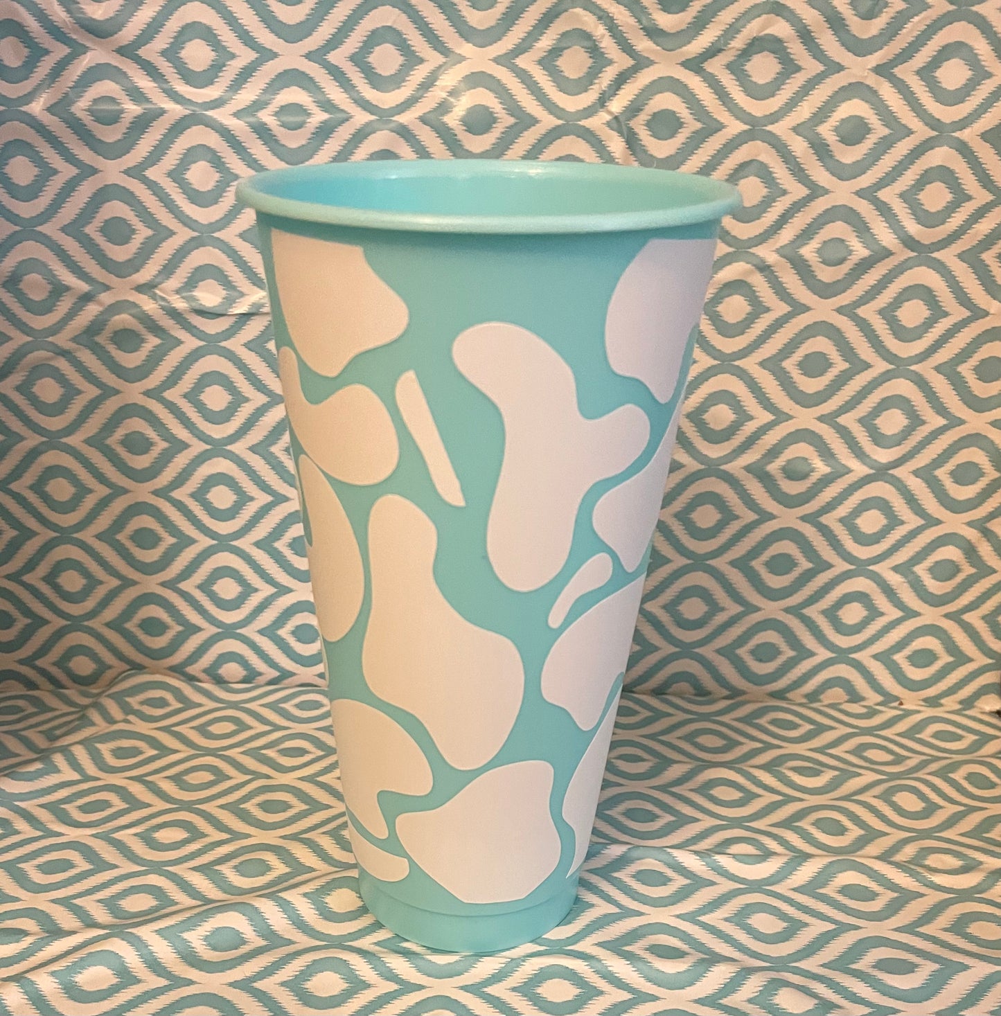 White cow print cold cup mint